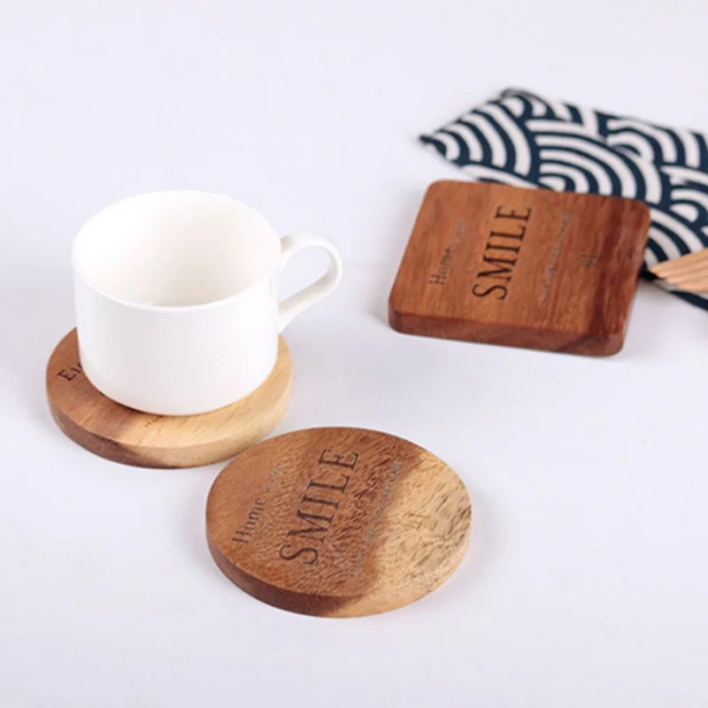 Wood Square Coaster Creative Style Tableware Mat Wood Insulation Mat Non-slip Insulation Bowl Mat Wooden Placemat