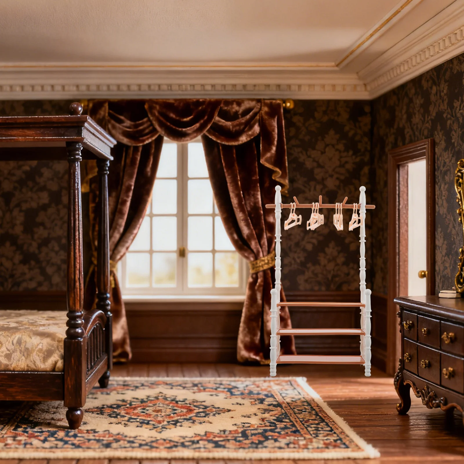 1 conjunto de casa de bonecas mini armário de sapato com mini cabide rack elegante pequena casa móveis para jogar criativo e organização