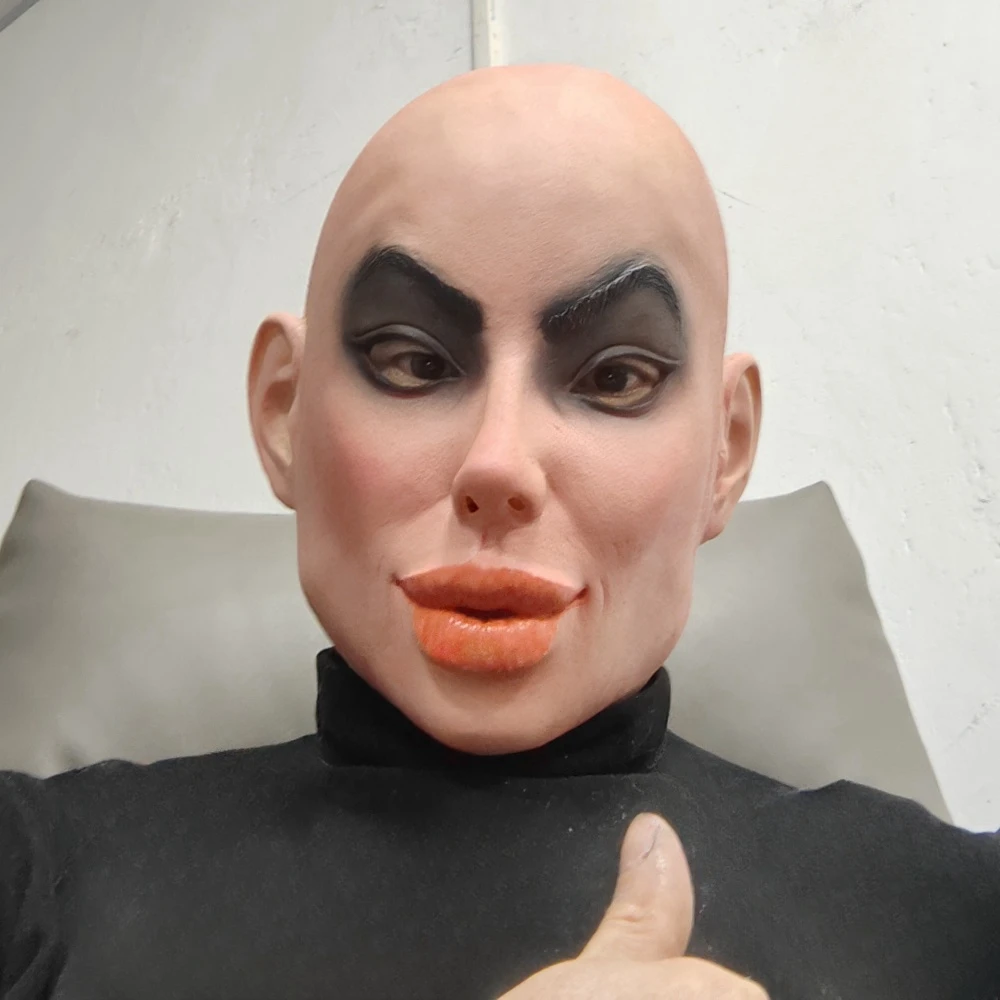 Glatze weibliche Maske Halloween Kostüm Party realistische Schönheit Kopfbedeckung Gesichts Cross-Dressing Latex Maske Streich Requisiten