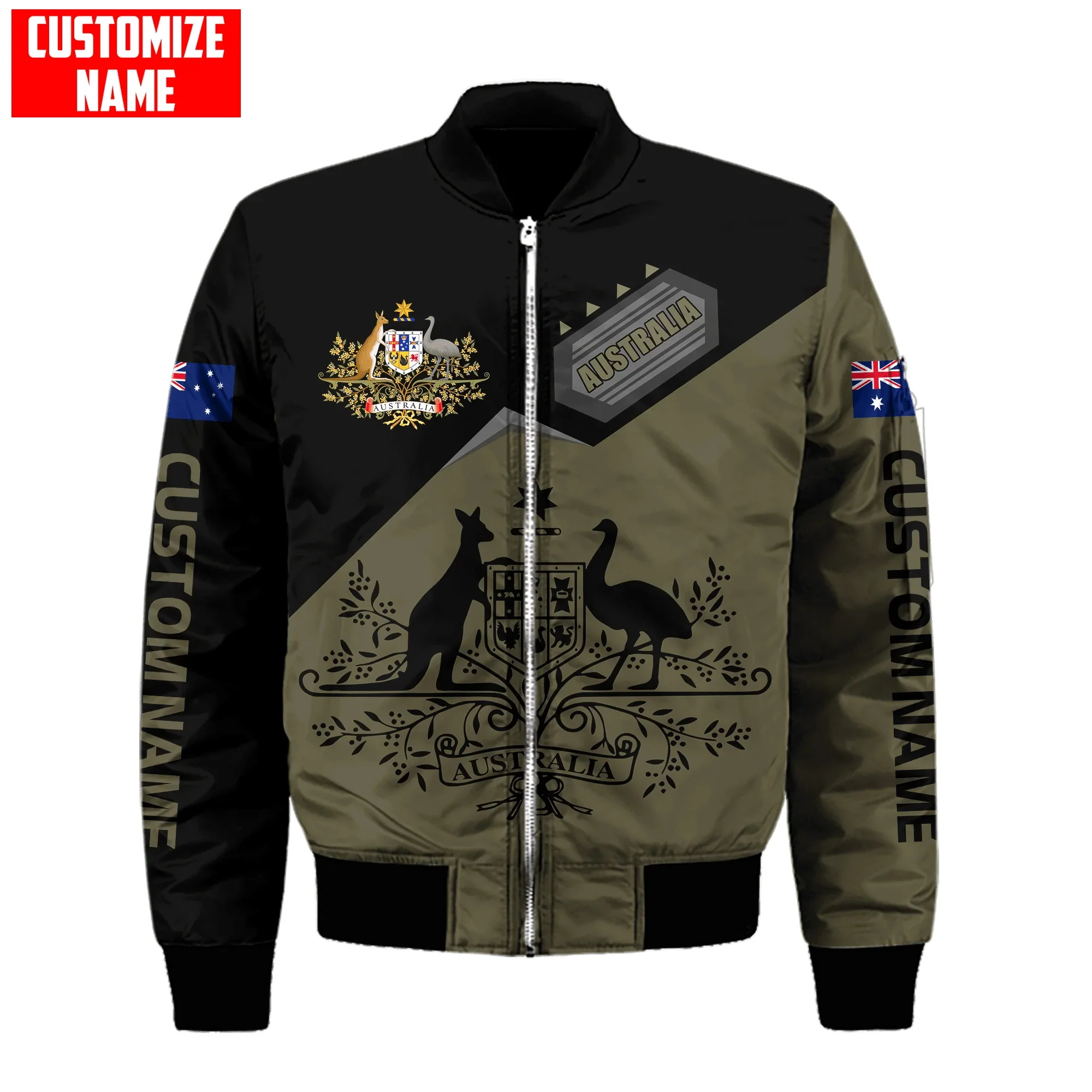 

PLstar Cosmos Custom name Canada Flag Coat of Arm 3D Printed Men's Bomber Jackets Winter Unisex Casual Zipper Jacket FXU05