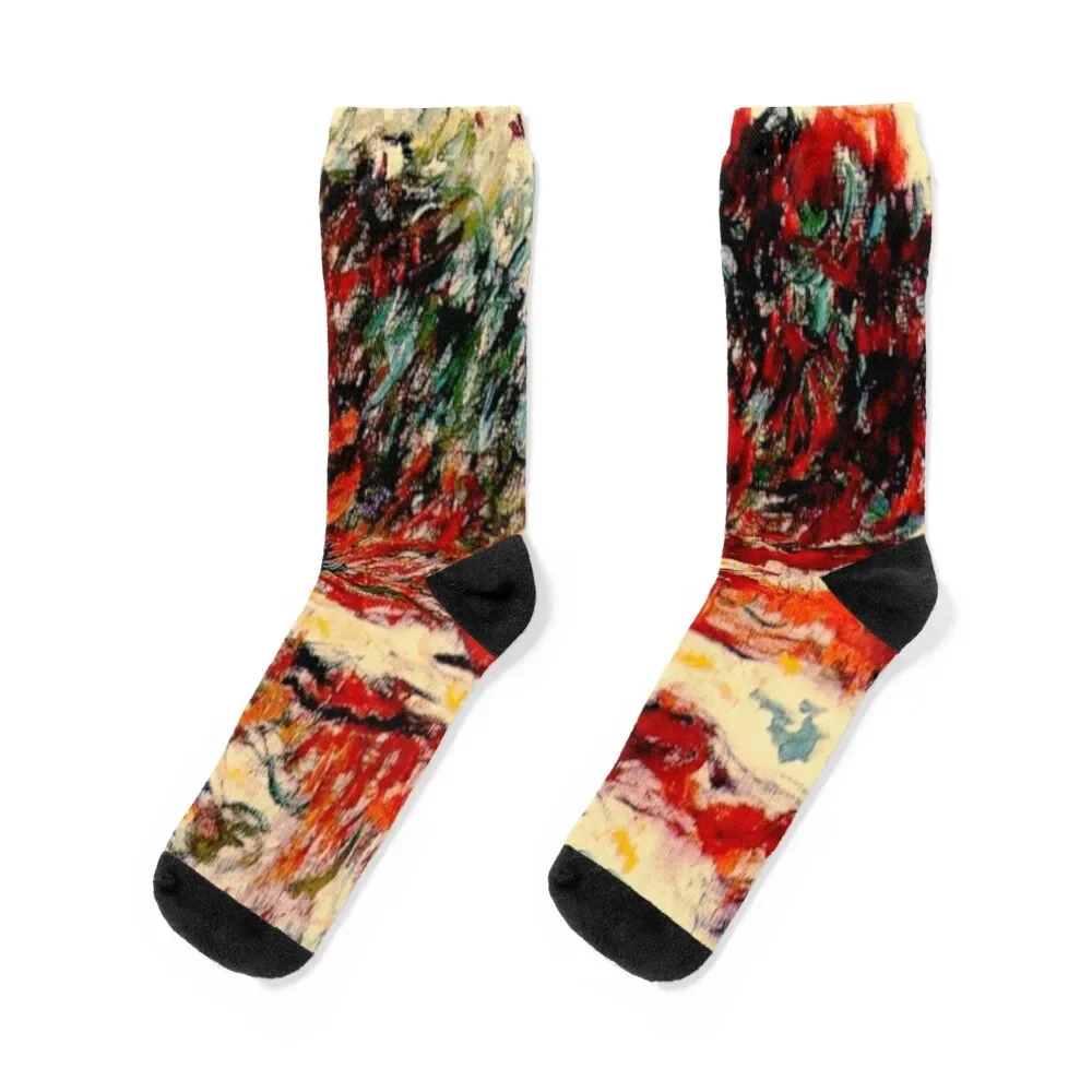 Claude Monet The Water Lili Pond - Les Nymphéas Rouges Socks Hiking boots cycling men cotton high quality Girl'S Socks Men's