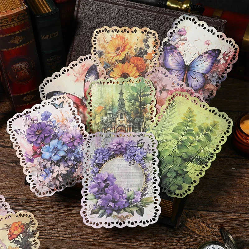 20Pieces Forest Material paper Flowers vintage plants butterflies Garden handbooks Notebooks Handwriting Scrapbook 177*115MM