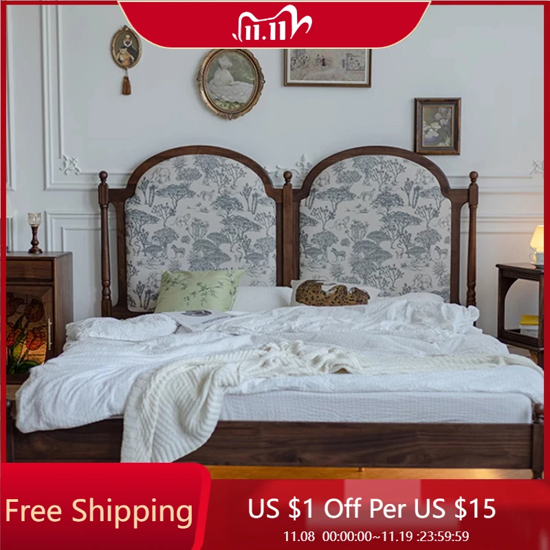 

Дом Деревянная двуспальная кровать с бархатной спинкой Белая большая современная кровать для спальни King Floating Princesse Led Cama De Casal Furniture