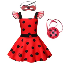 Girls Polka Dots Ladybugs Dress Up Cosplay Costume Birthday Gift Halloween Christmas Fancy Party Outfit