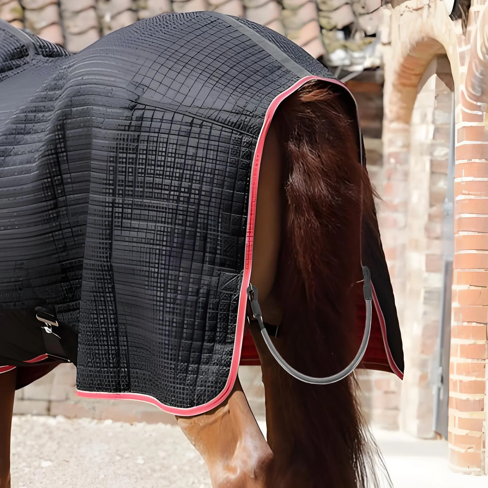 بطانية حصان بديلة لحزام الساق، مشابك مرنة مزدوجة الأطراف، حزام ذيل قابل للتمدد، أشرطة بديلة مرنة للساق