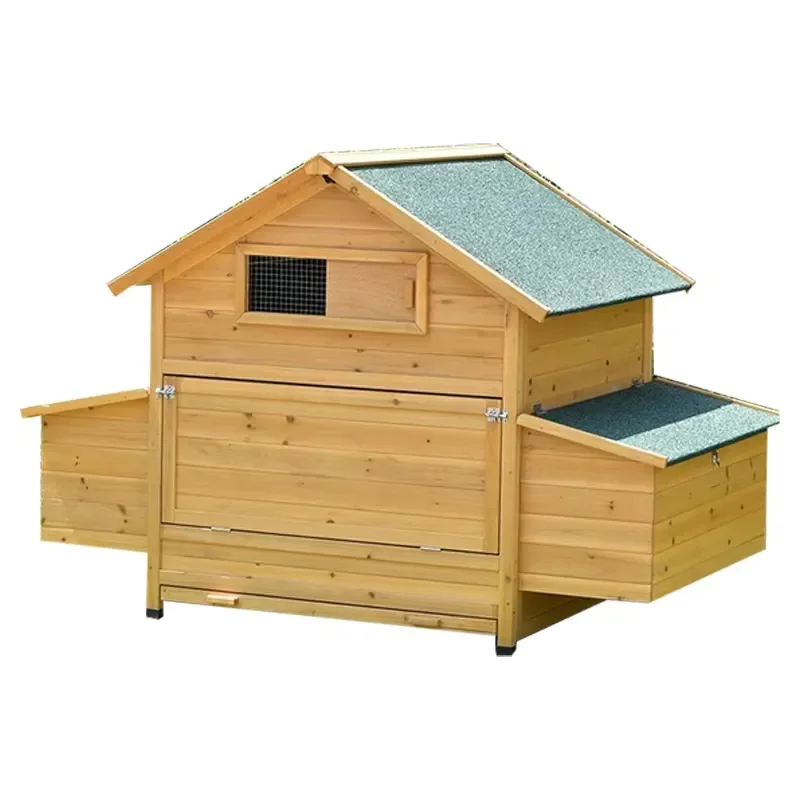 Natural Wood Chicken Coop Outdoor Farm Poultry House Large Wooden Pet Cage for Hens Ducks Rabbit Hutch Backyard Animal