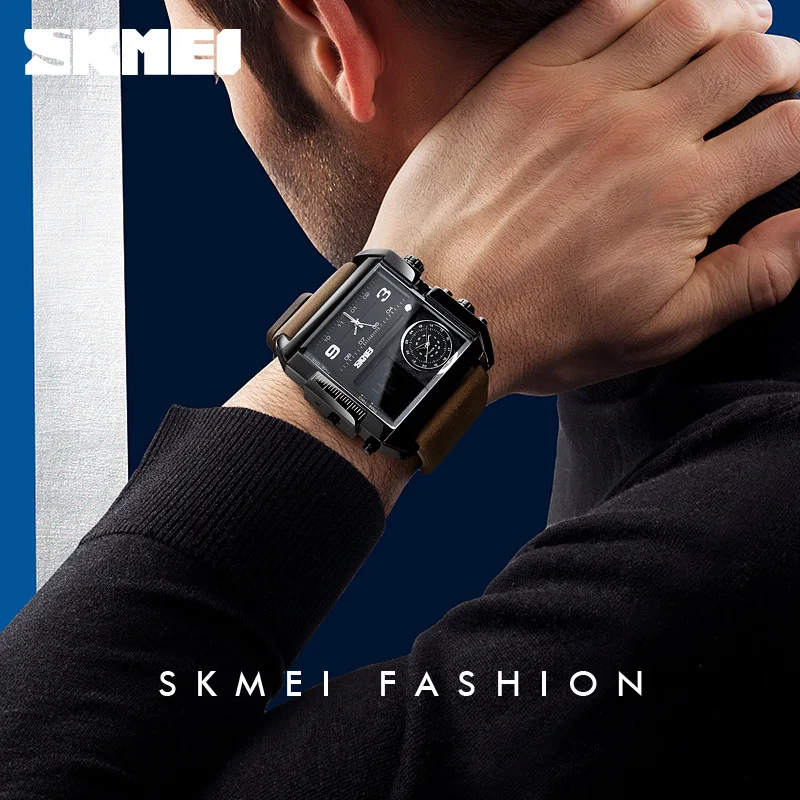 Skmei Square Dial Men's Watch Business Electronic Watch Multi-Function Belt Waterproof Sports Men's Watch