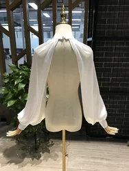 Chiffon Stain Hanging Neck Long Sleeves Halter Wedding Gown Sleeves Bridal Accessory Detachable Puff Removable Gloves