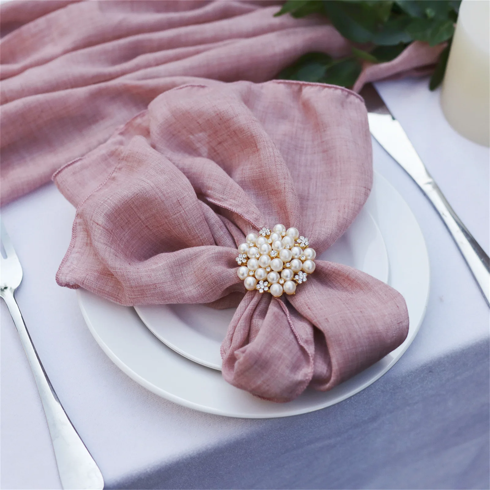 50pcs Wholesale 46x46cm Pink Gauze Cotton Napkin Reusable Wedding Decoration Party Christmas Table Decor Retro Cloth Napkins