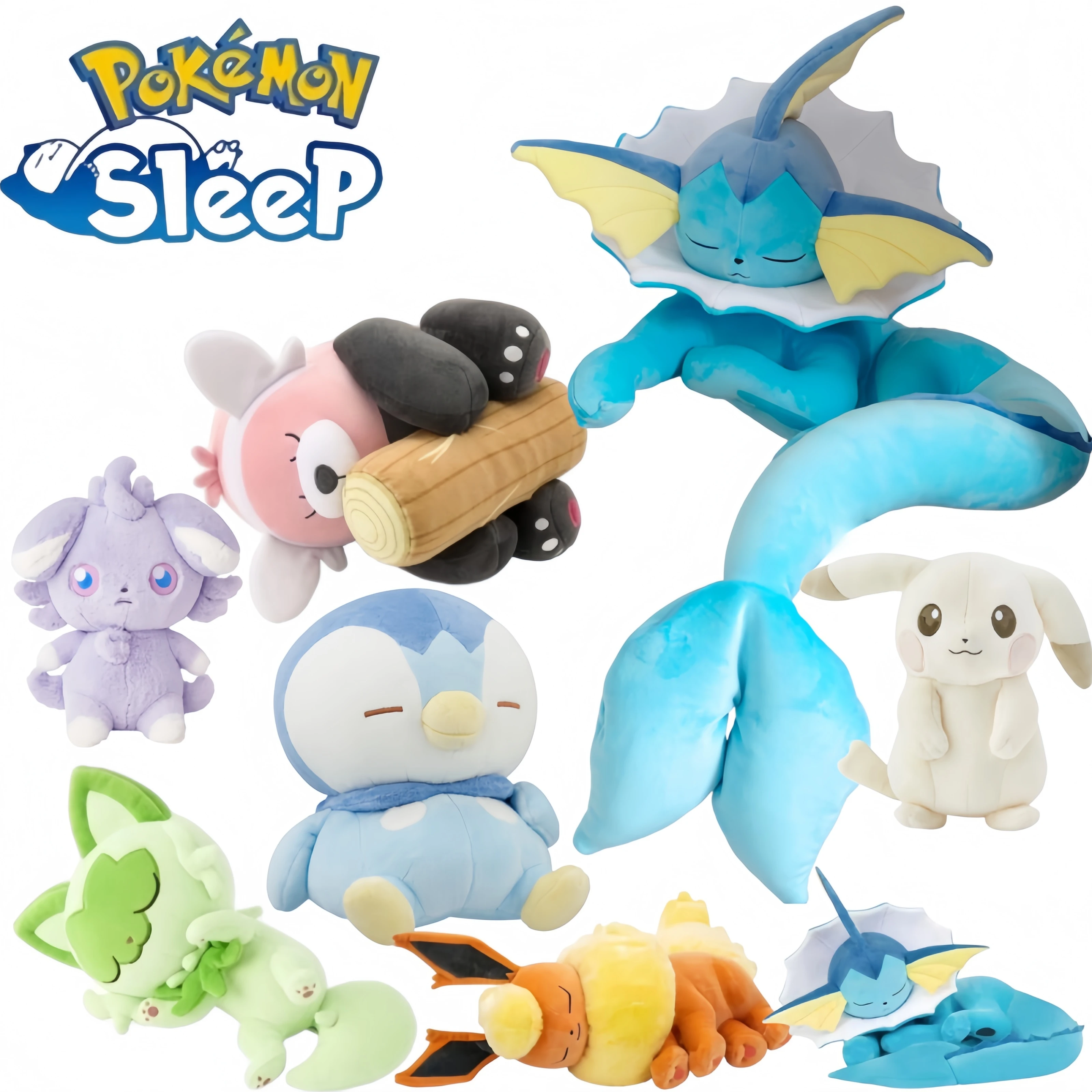 

Super Soft Sleeping Pokemon Piplup Plush Kawaii Bewear Stufful Sprigatito Doll Vaporeon Flareon Pillow Toy Comfort Companion Toy