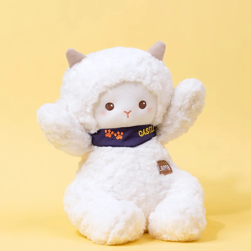 Kawaii Lamb Plush Toy Cartoon Sheep Soft Fluffy Animal Stuffed Doll Accompany Sleep Cute Room Decor Kids Xmas Birthday Gifts