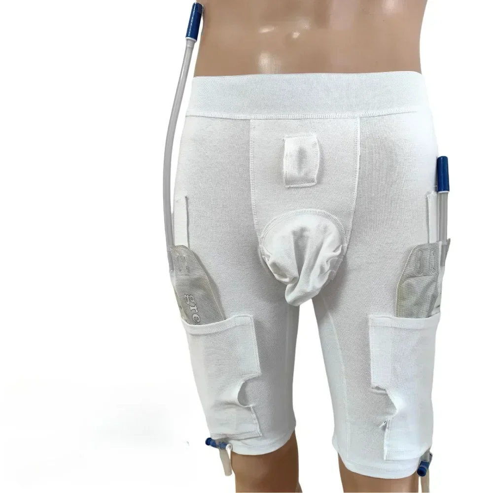 Elderly Urine Bag Male Multi Pocket Drainage Bag Incontinence Underwear Pee Fixed Bracket Collection Bag Leak Proof Urinal Heath