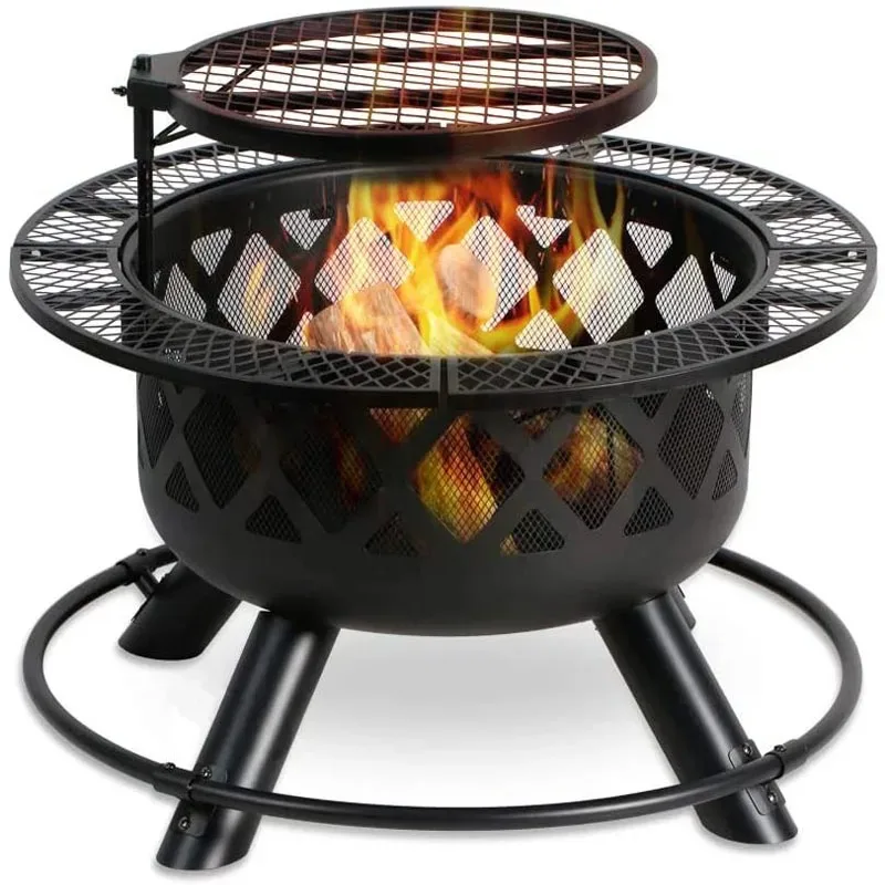 Camping Bonfire Cooking Grill Luxury Outdoor Garden Patio Supplies Furniture Gazebo Metal BBQ Grills Bowl Fire Pit Tables