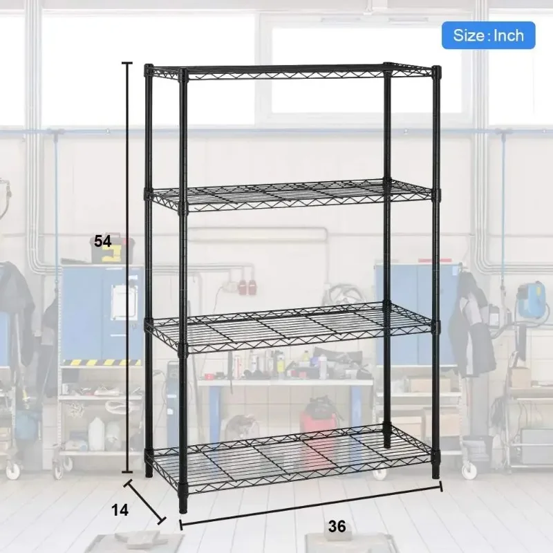 

Heavy Duty Height Adjustable Commercial Grade Steel Utility 4 Tier Shelving Unit NSF Wire Shelf Metal Large Storage Shelves