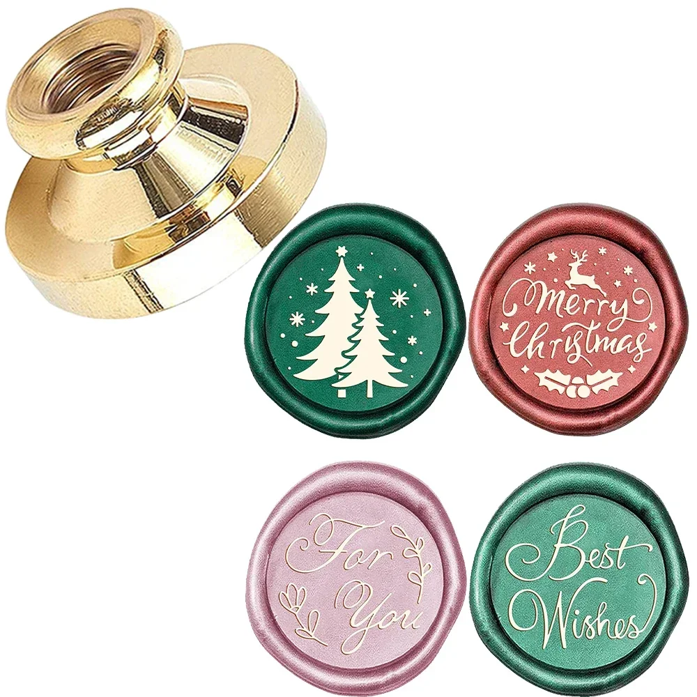 Głowica do stemplowania woskiem świątecznym, motyw choinki, tylko głowica, bez uchwytu, 25 mm, vintage, zamiennik do kopert, kartek, zaproszeń.