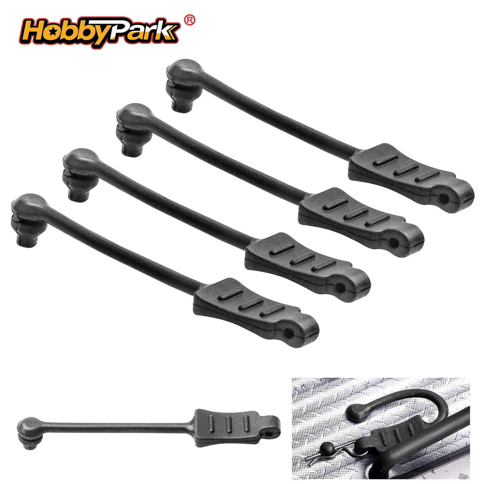 

Hobbypark Replacement RC Rubber Retainer Pull Tabs for 1/18 1/24 RC Car Body Clips fit 0.7mm 1.0mm Rod 20pcs