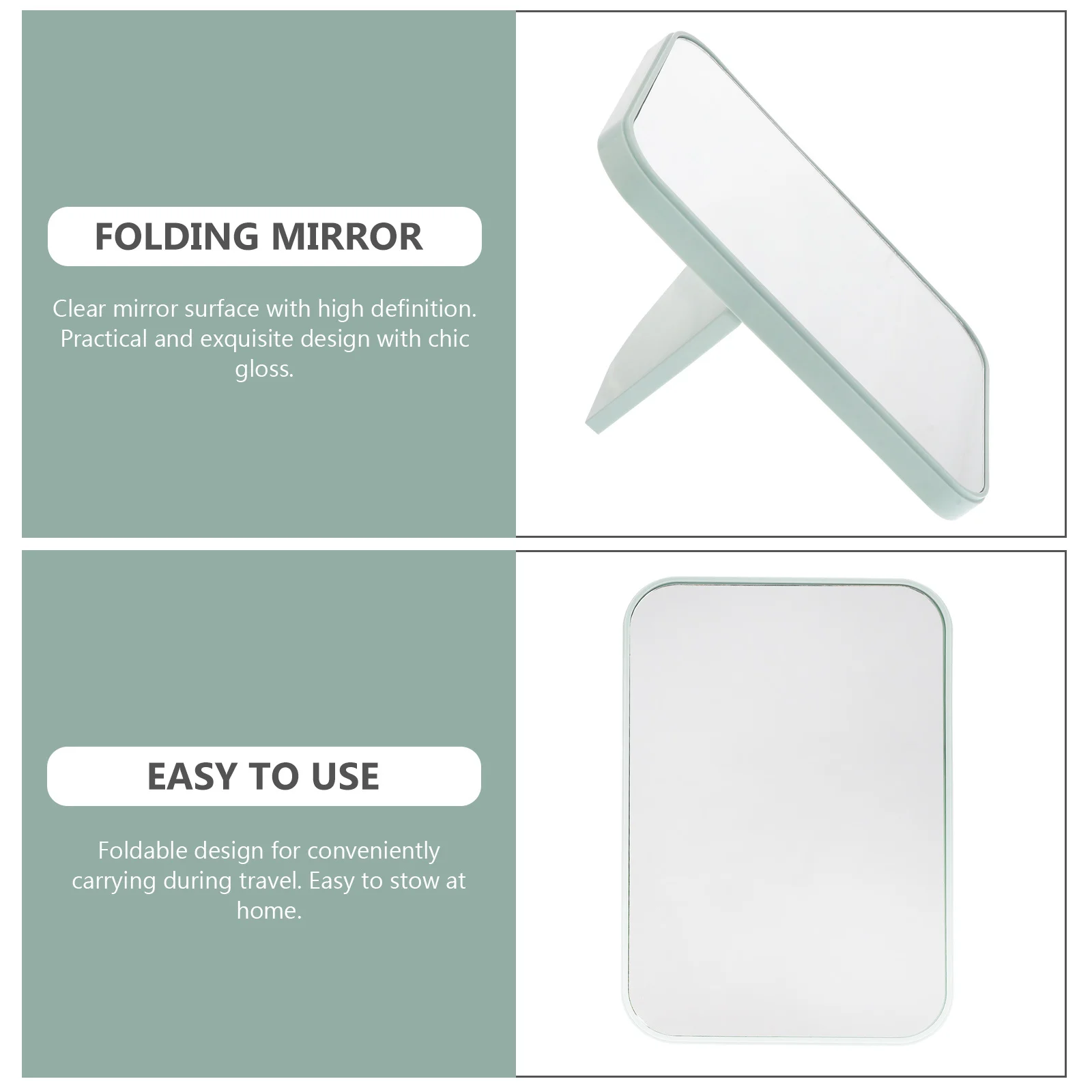 Espelho de mesa dobrável bege portátil compacto design simples espelho de maquiagem para viagens escritório casa unissex alta