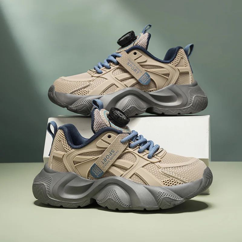 

Kids Running Shoes Fashion Versatile Lightweight Rotating buckle Leather sneakers Outdoors Anti-slip Boy and girl Casual shoes