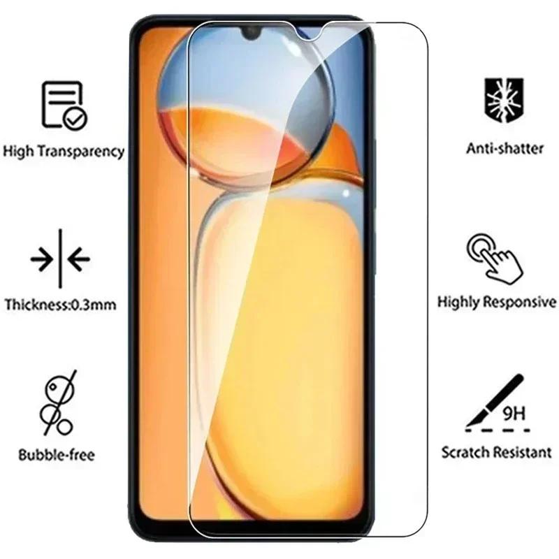 4in1 Tempered Glass For Redmi 13C Screen Protector Camera Lens Protective Film for Xiaomi Redmi 12C 12R Redmi 13C Redmi13C Glass