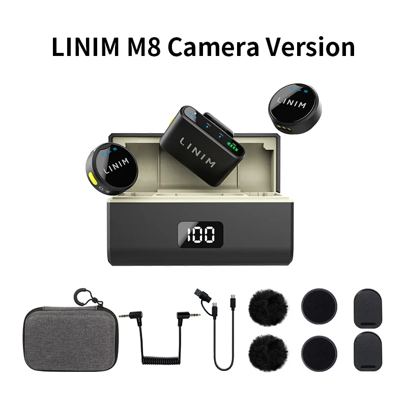 LINIM M8 Wireless Lavalier Microphone Noise Cancellation 23H Battery for iPhone Camera Type-C for Vlog Interview Live Streaming