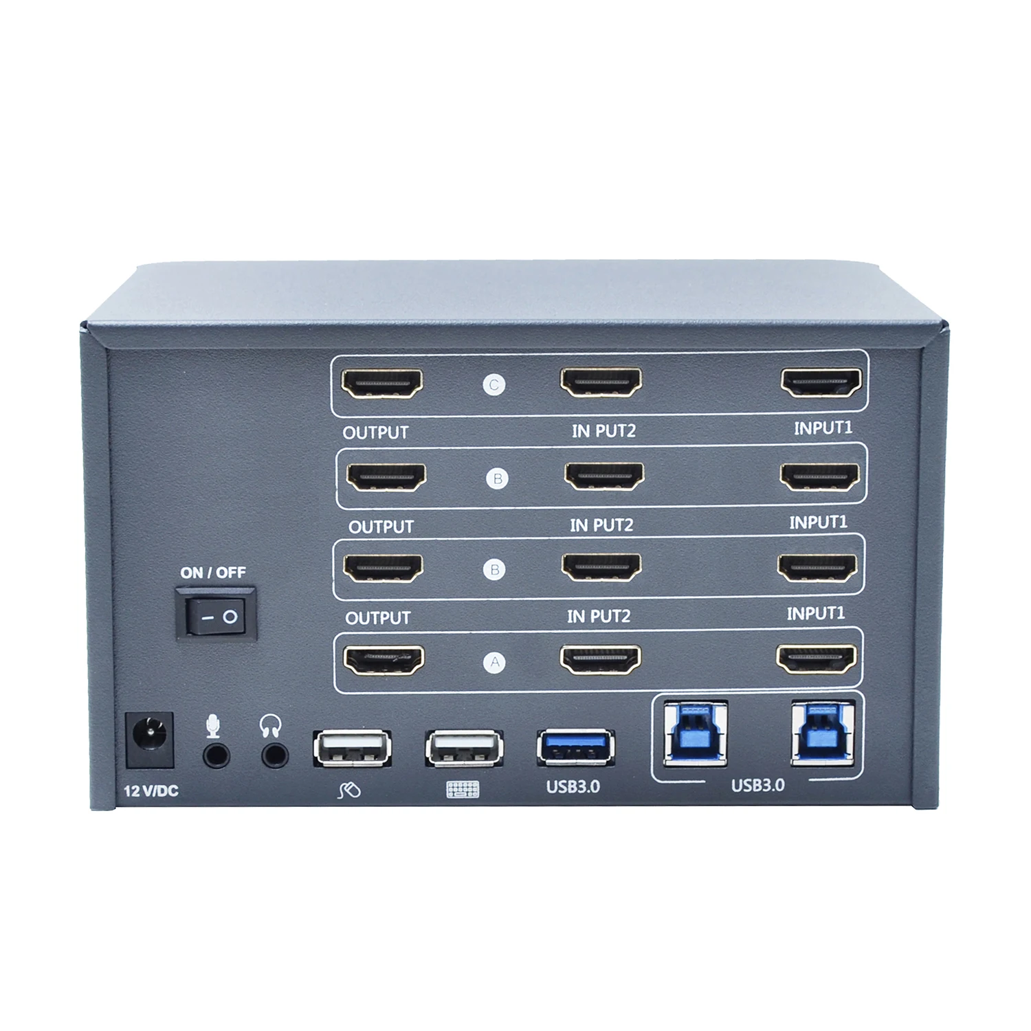 Commutateur KVM avec port USB 3.0 et audio 3.5mm, prend en charge Windows, Mac, Linux, 4 moniteurs, 4 W, HDMI, 4K, 60Hz