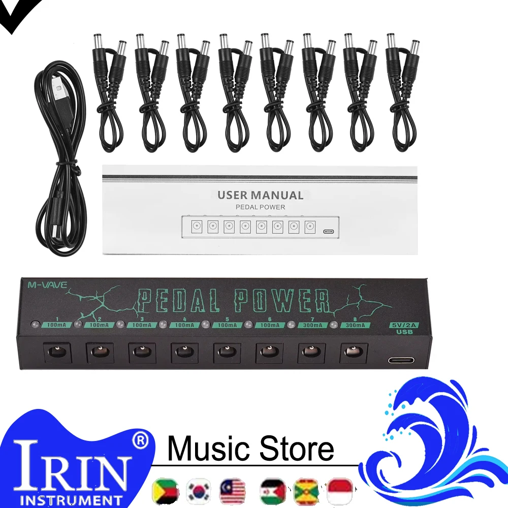 M-VAVE PEDAL POWER Guitar Pedal Power Supply 8 Isolated DC 9V 100mah or 300mah Outputs Portable Guitar Parts & Accessories