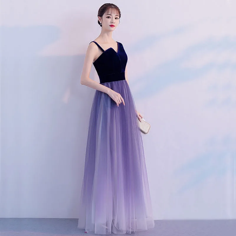 DongCMY 2024 Fashion New Banquet Long Fairy Dream Bridesmaid Dress Temperament Purple Aura Queen Evening Dress Female