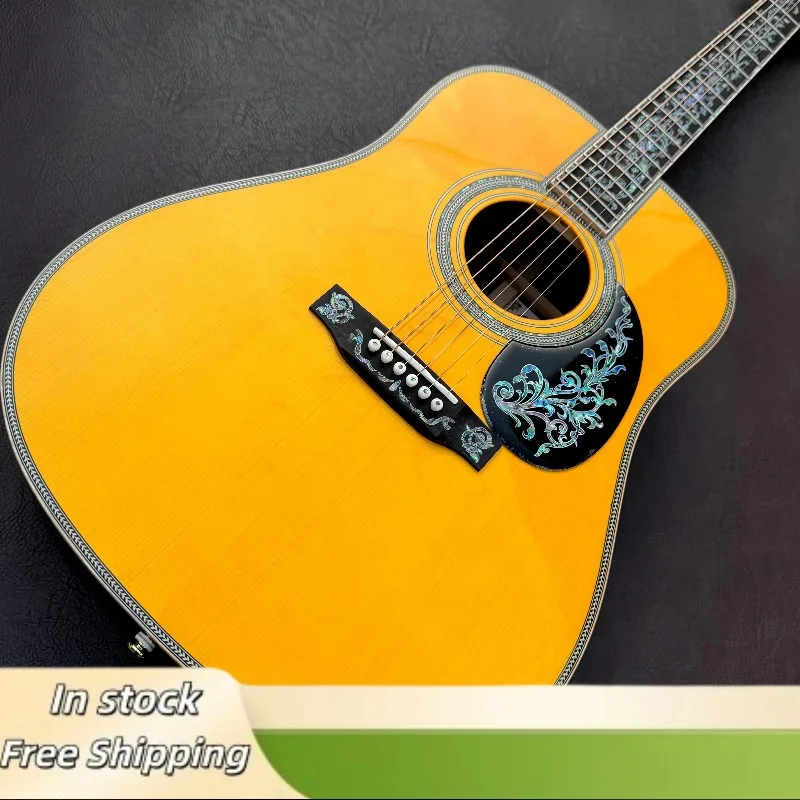 Life Luxury MD50 Acoustic Guitar Life Tree Vine Inlaid Back Side Fishbone Edging Collection Benchmark All Soild Wood