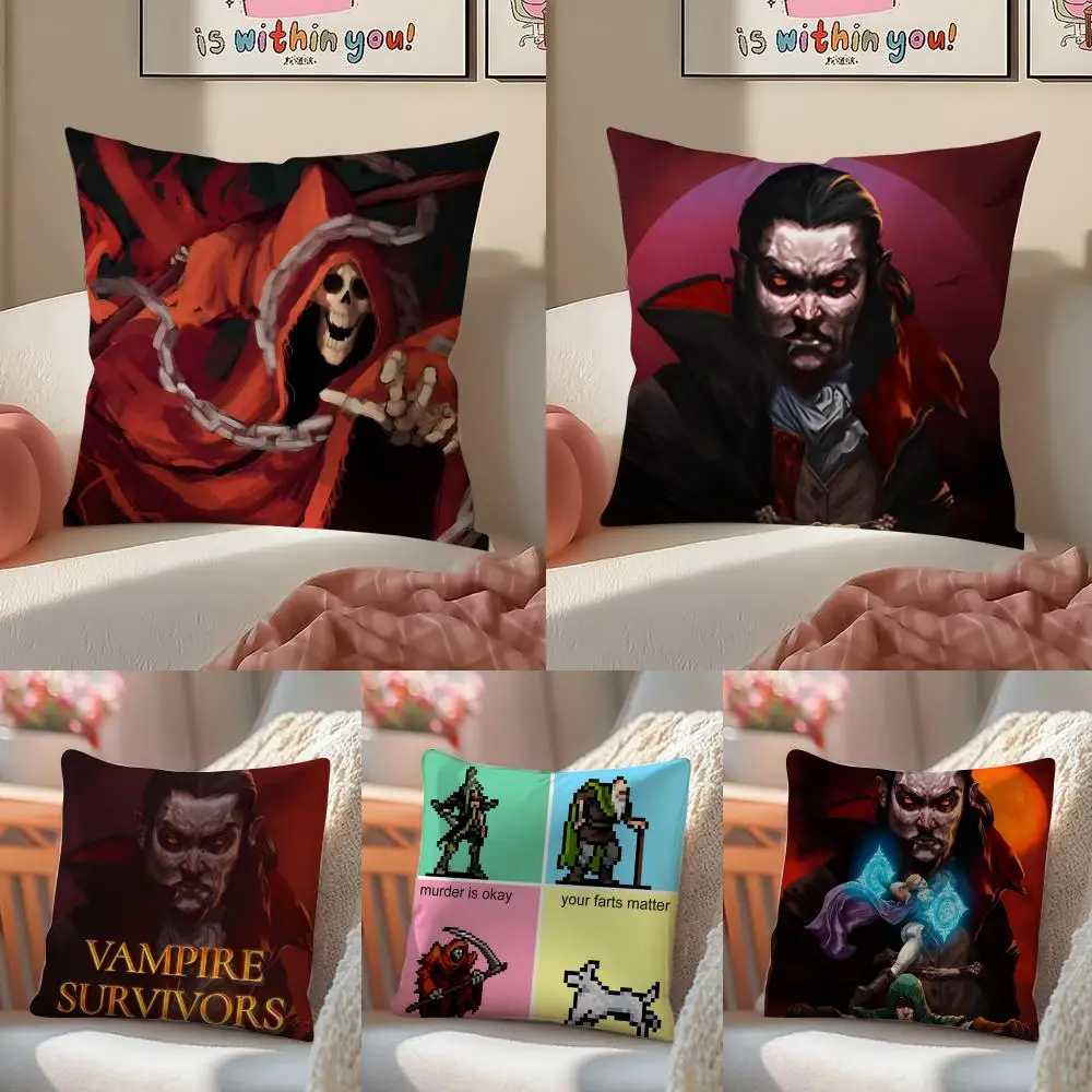 

Популярная игровая подушка-чехол V-Vampire Survivors-S, короткий плюш, невидимая молния, чехол для диванной подушки
