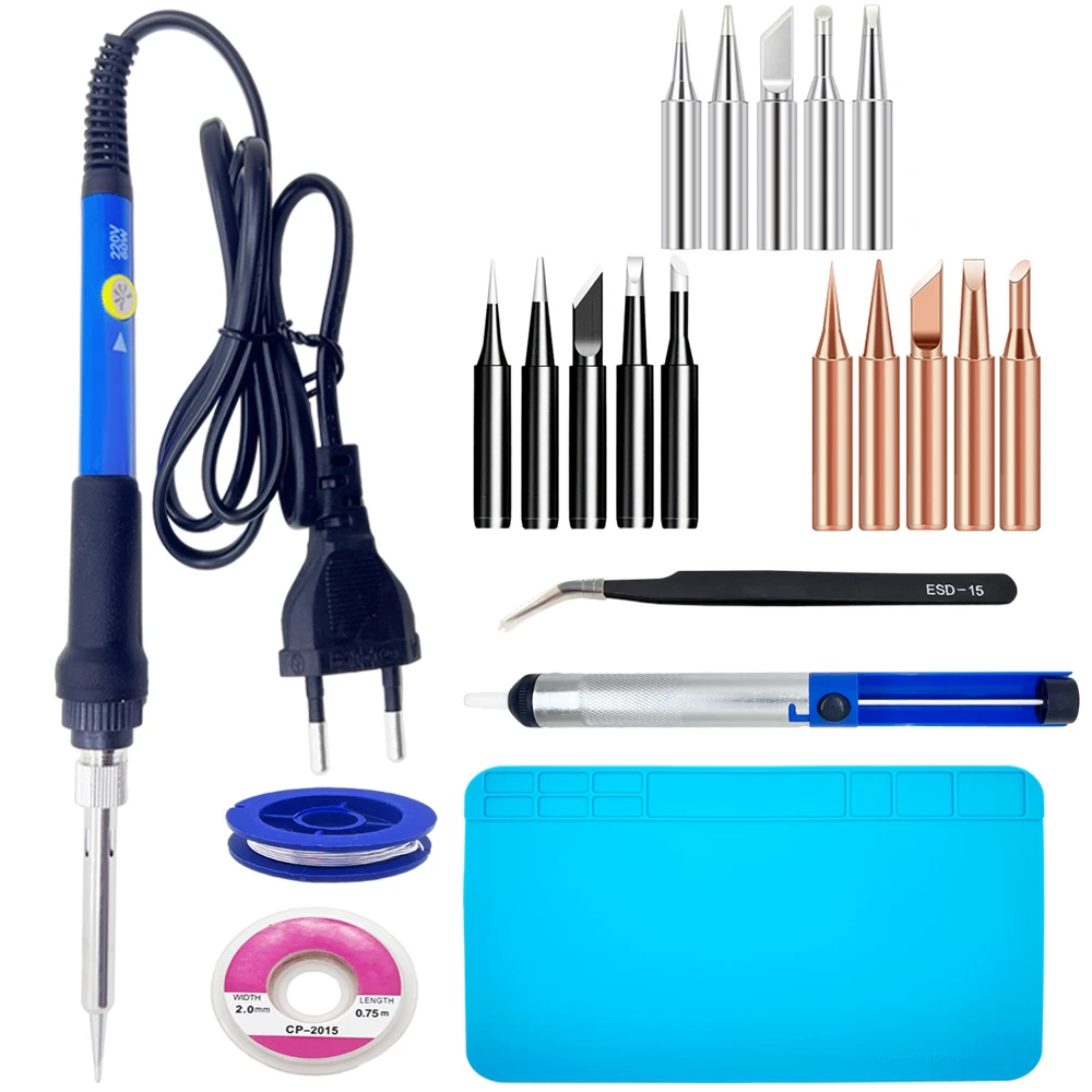 Adjustable Temperature Electric Soldering Iron Kit 220V 110V 60W 80W Welding Solder Rework Station Heat Pencil Tips Repair Tool