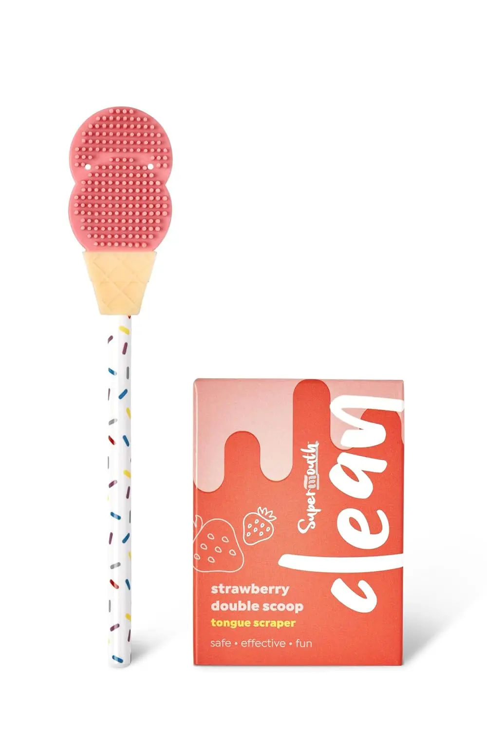

Double Scoop Kids Tongue Scraper – Dual-Sided Brush & Scraper, Removes Odor-Causing Buildup, Fights Bad Breath, Easy-Grip Ice Cream Design, 3 Yummy Scents, Ages 6-12
