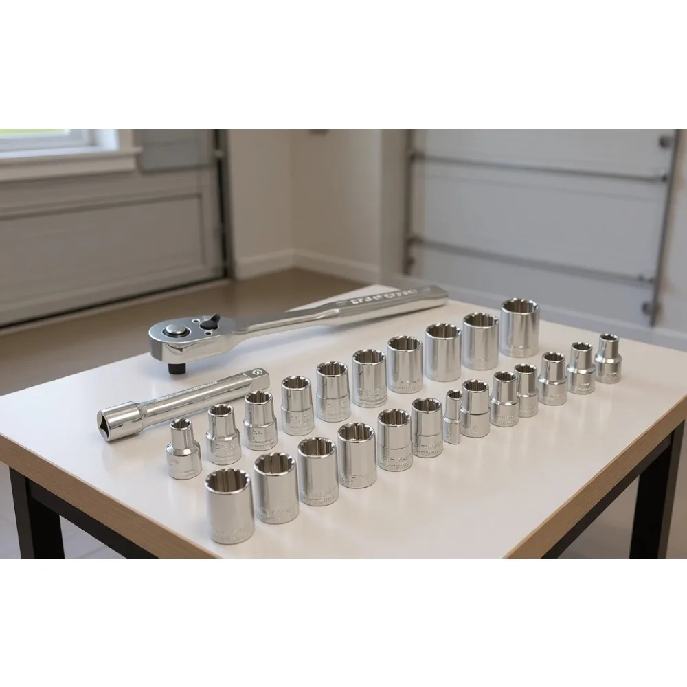 

Universal 1 2 Inch Drive 19 Piece Socket Set