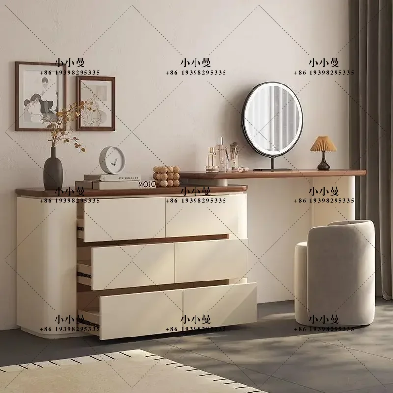 Nordic walnut color integrated bedroom modern solid wood Song aesthetic medieval makeup table