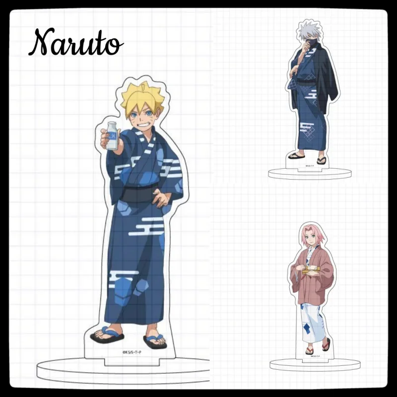 Japanese Naruto peripheral acrylic stand-up bathrobe series Naruto Boruto Sasuke Sakura model anime minifigure birthday gift