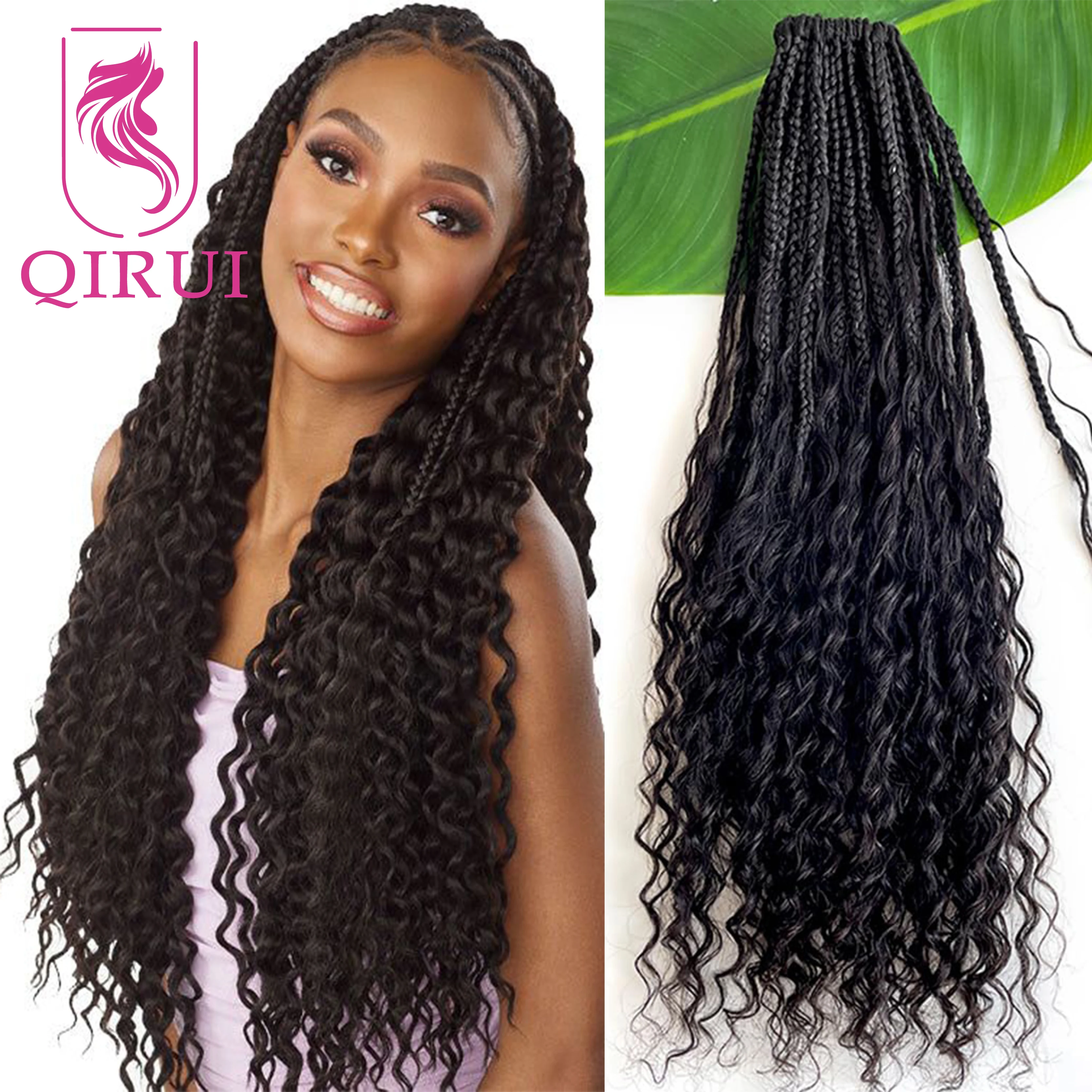 

Вязаные крючком косички в стиле бохо с человеческими волосами, вьющиеся, предварительно заплетенные косички в стиле бохо, вязанные крючком человеческие волосы с вьющимися концами для чернокожих женщин