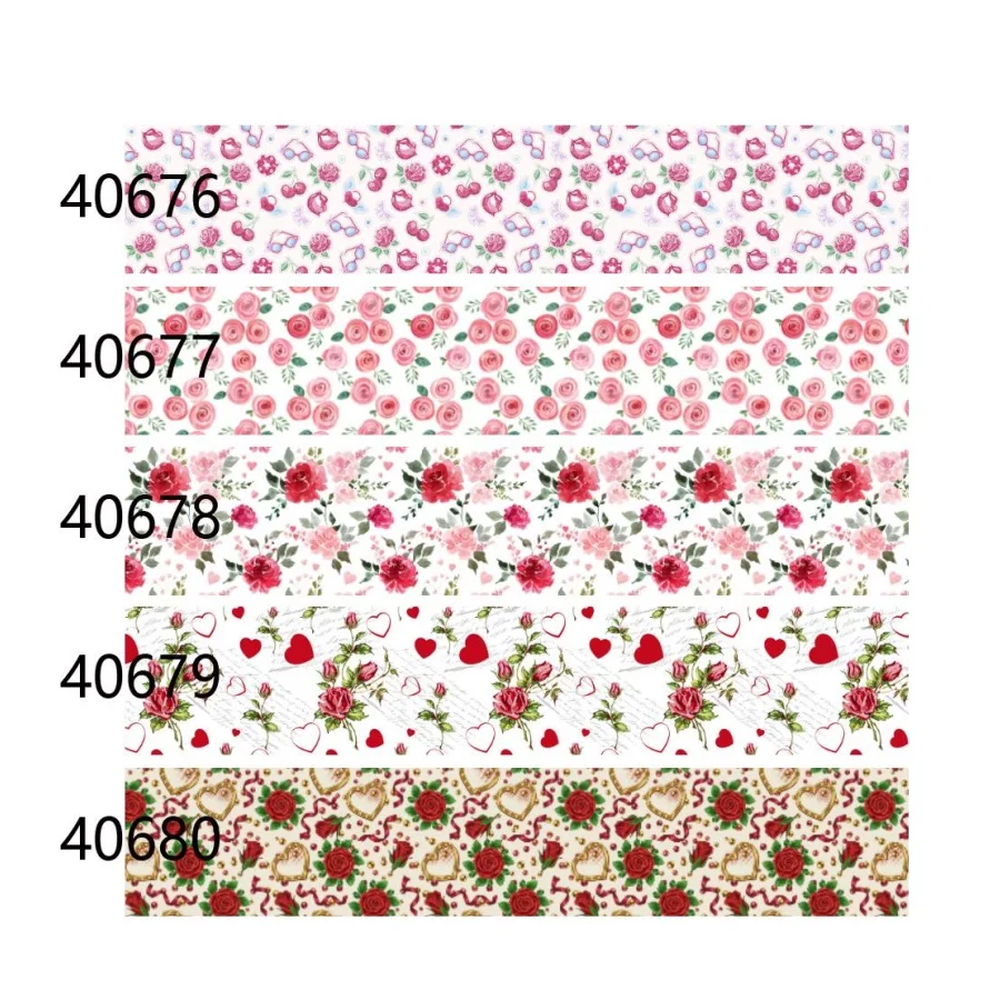 (5yards)Flower Valentine's Day Grosgrain Ribbon for Handmade Material Decoration DIY Accessorics