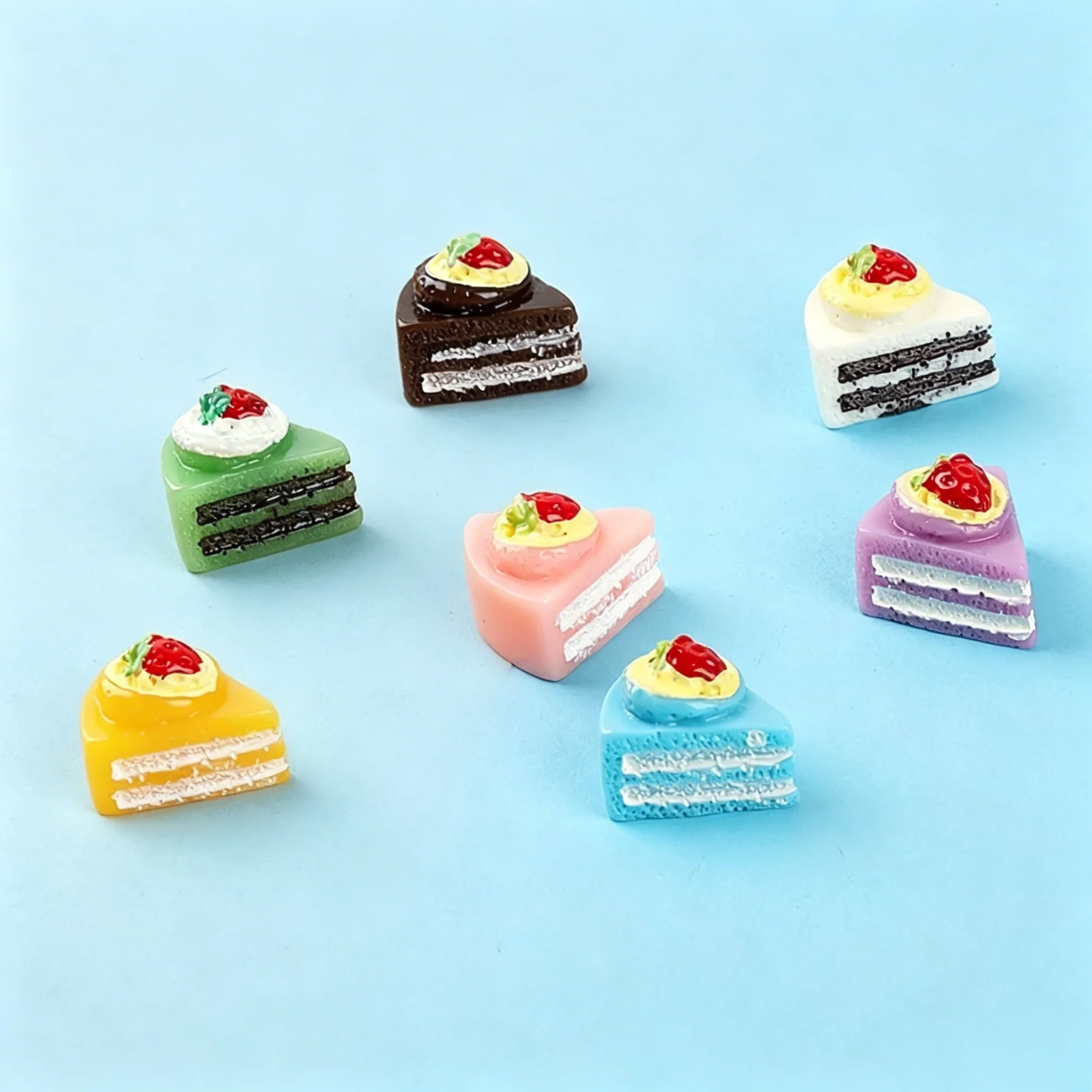 10Pcs 3D Mini Layer Cake Resin Cabochons, Fake Food Charms