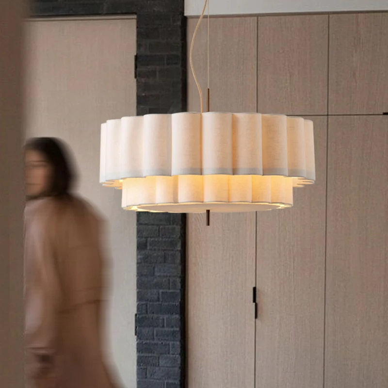 2026 Nordic Minimalist Wabi Sabi Fabric Ceiling Chandelier Living Dining Room Bedroom Pendant Lights Home Decor Hanging Lamp Fix
