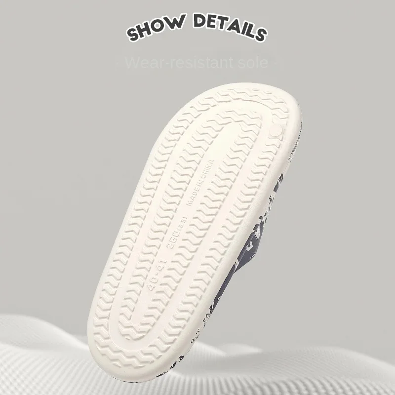 QYCKABY 2024 Mens Summer Slippers Beach Sandals Flip Flop Printing Thick Soled Boys Girls Unisex Home Bath Shoe Large Size 46-47 image 4