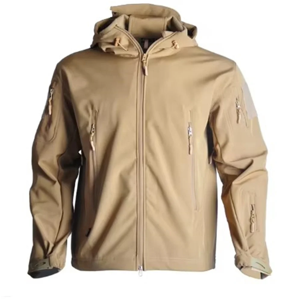 Hiking Jackets Shark Skin Soft Shell Clothes Tactical Jacket Mens Windbreaker Flight Pilot Hood Military Fleece Field Jacket