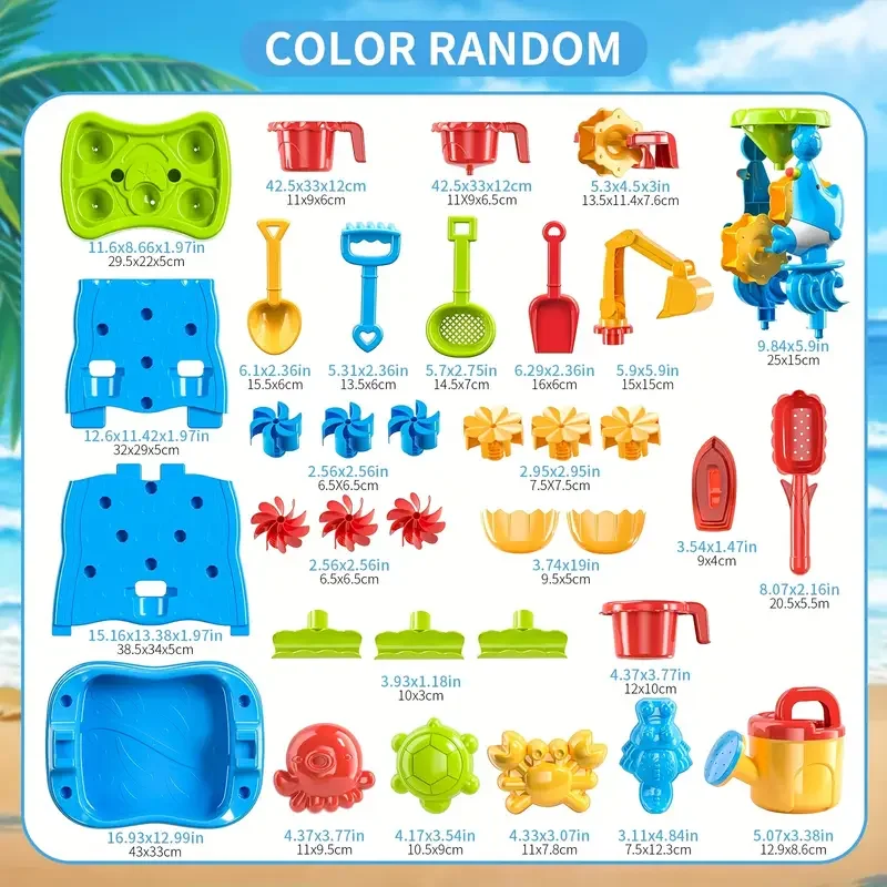 Children's Waterfall Play Table Sand Platform Indoor Outdoor Multi-functional Beach Toy Beach Play Gift with Water Curtain