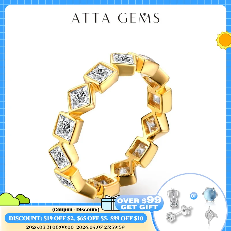 

Обручальное кольцо с муассанитом для мужчин и женщин, однотонное классическое ювелирное изделие под желтое золото 10 к 14 к 18 К, 3 х3 мм D цвета, ATTAGEMS