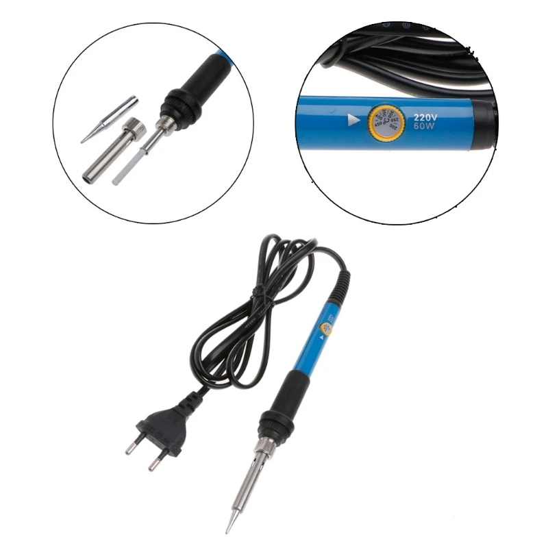 220V 60W Professional Adjustable Temperature Soldering Iron Welding  Heating Pencil  200-480℃ EU For Lead-Free Soldering