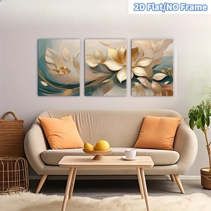 2D Flat, 2D Flat, 2D Flat Frameless 3pcs Decorative Art Classic Modern Canvas Wall Art, Portrait Orientation, Living Room, Be