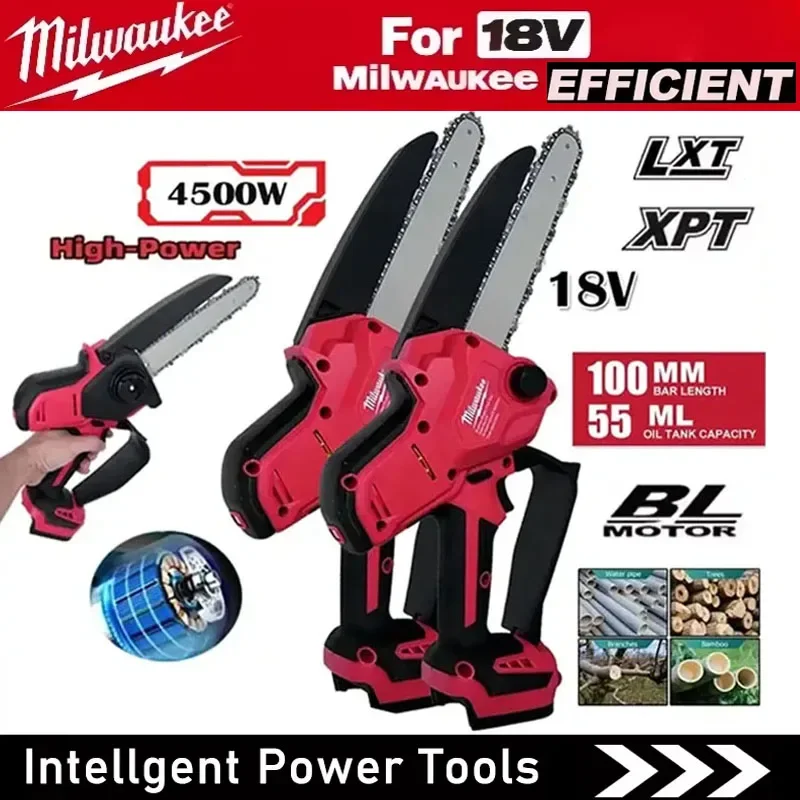 

Milwaukee High-power Chainsaw 8 Inch Auto Oiler Brushless Electric Chain Saw Pruning Wood Cutting Power Tools For 18V Battery