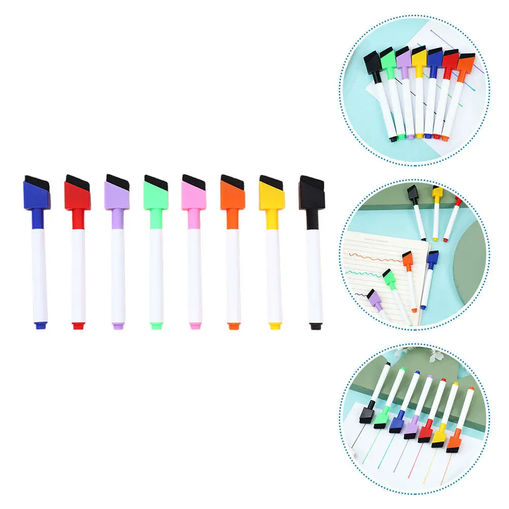 

8Pcs Erasable Whiteboard Marker Pens Multicolor Dry Erase Smooth Writing Slanted Tip for School Office Notes Drawings