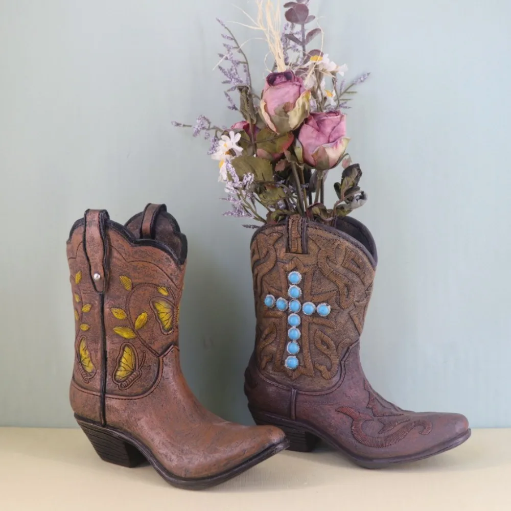 

Creative Unique Boot Shaped Vases Elegant Handmade Boot Flower Pot Resin Waterproof Flower Arrangement Pot Indoor Decoration
