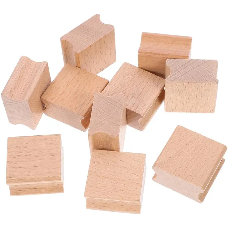 10pcs Carving Wooden Smooth Wood Stamper Self Making Wooden Scrapbooks Seal Creative Seal Stamps Blank Carving Use Wood Stamper