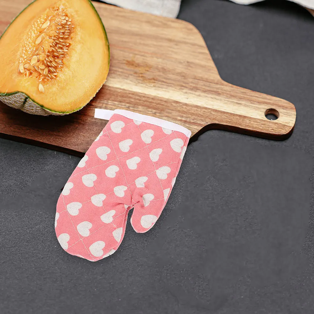 

Baking Gloves Heat Resistant Thickened Cotton Oven Mitts Kids Play Farmhouse Kitchen Tools Pink Grilling Easy Clean Storage