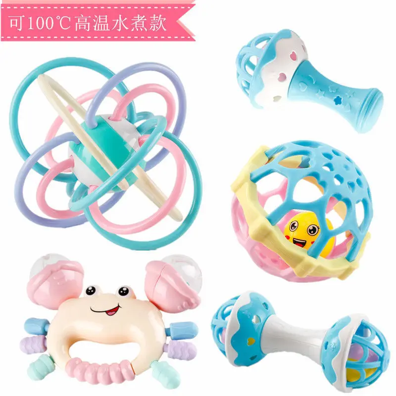 Teether Set Baby Easy To Hold Autoclavable Soft Cute Shape Bath Toys Baby Toys Newborn Crisp Bell Boilable Swimming Pool Toys